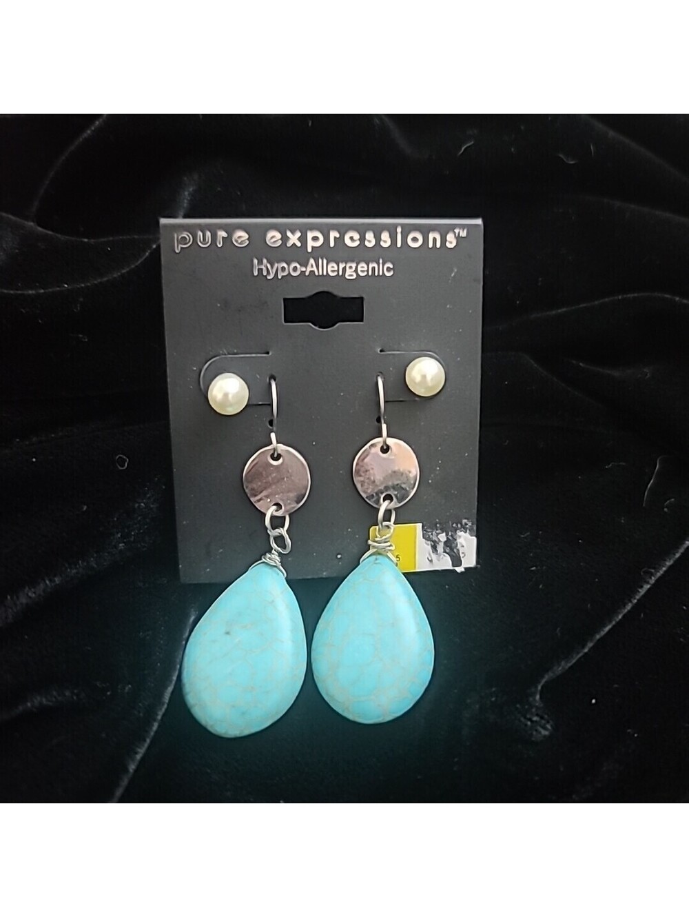Pure Expressions 2 Pairs of Earrings Turquoise & Silvertone with Pearl Studs NEW